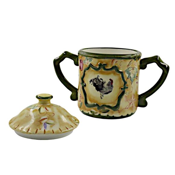 Vintage-Style Ceramic Rooster Pattern Creamer & Sugar Bowl Set (by AA) - Picture 4 of 6